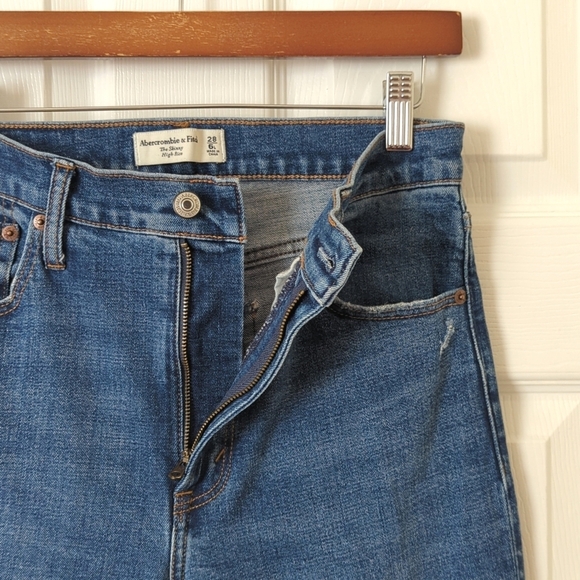 Abercrombie & Fitch Classic Distressed Medium Wash High Rise Skinny Jeans 28 - Picture 7 of 14